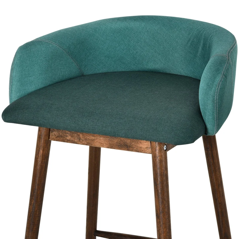 HOMCOM® Barhocker Barstuhl Bistrohocker Esszimmerstuhl Fußstütze Rückenlehne Leinen Grün