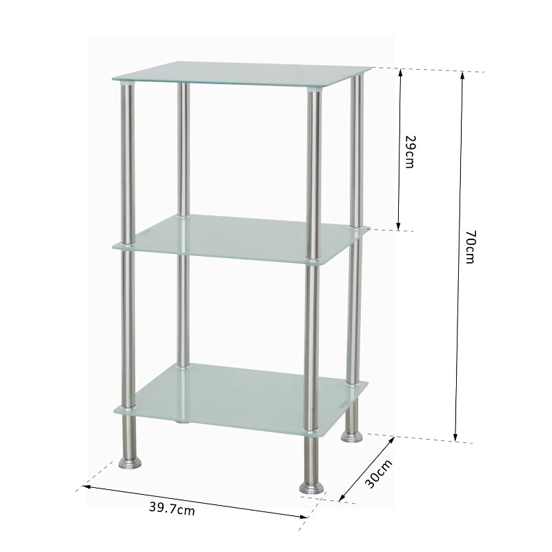 HOMCOM Standregal Küchenregal 3 Fach Edelstahl Weiß