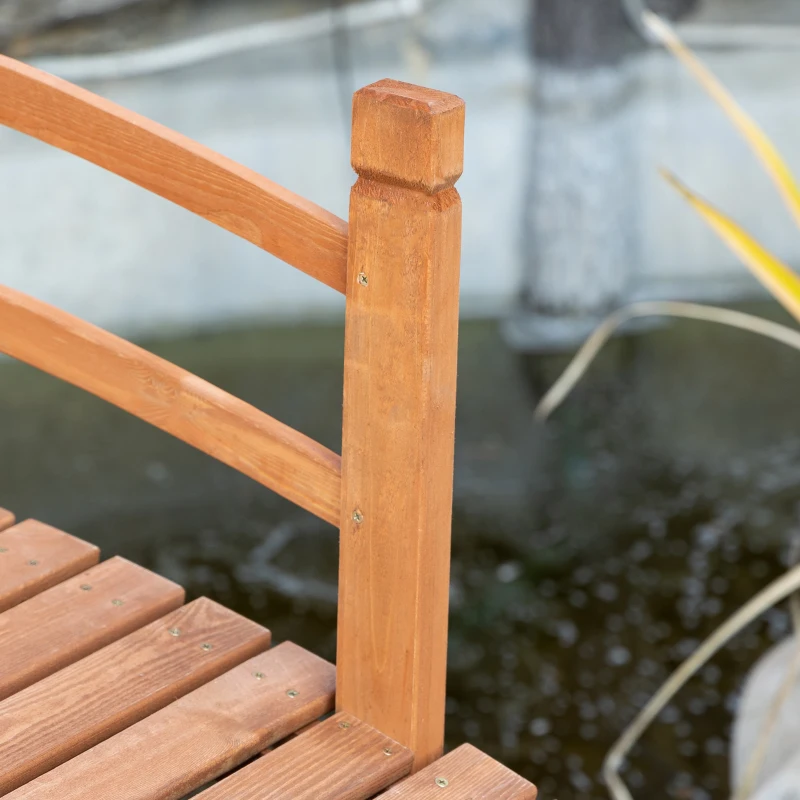 Outsunny most ogrodowy 1,85 m drewniany most przejście drewniana kładka most stawowy most ozdobny z balustradą do 200 kg lite drewno kolor pomarańczowy | Aosom