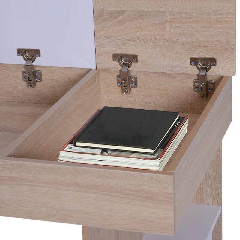 HOMCOM Schreibtisch mit aufklappbarer Tischplatte Arbeitstisch Bürotisch Computertisch mit Staufach und Regal Holz 120 x 60 x 74 cm