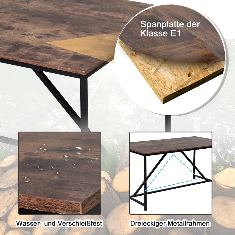 HOMCOM® Schreibtisch im Industrie-Design | Computertisch | Spanplatte Metall | Braun | 60,5 x 90 x 76,5 cm