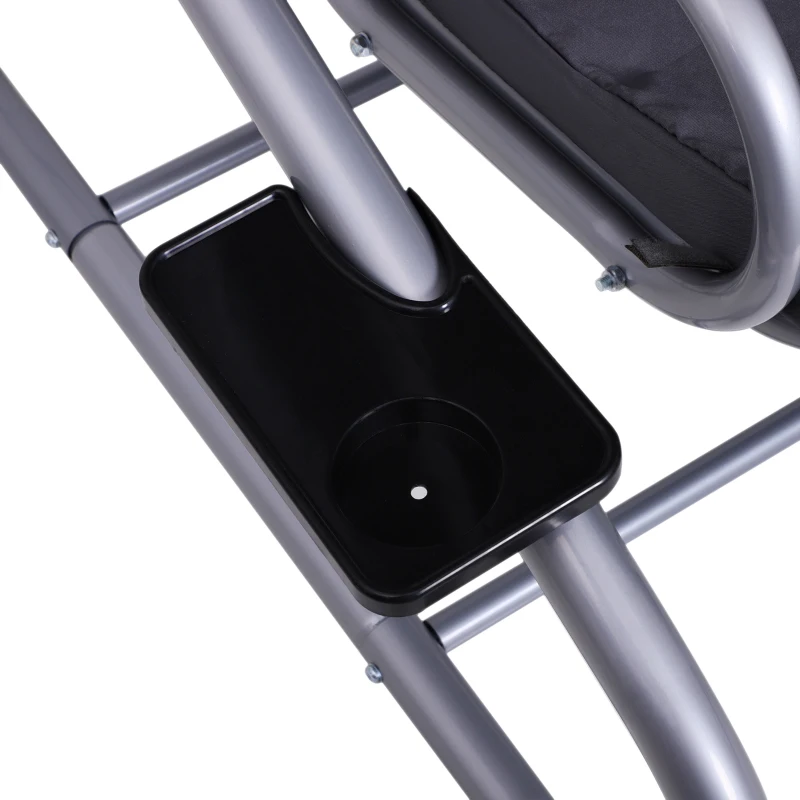 Outsunny Balancelle de Jardin 3 Places Convertible Toit Inclinaison réglable 2 tablettes Support 2L x 1,2l x 1,64H m métal époxy Noir Polyester gris