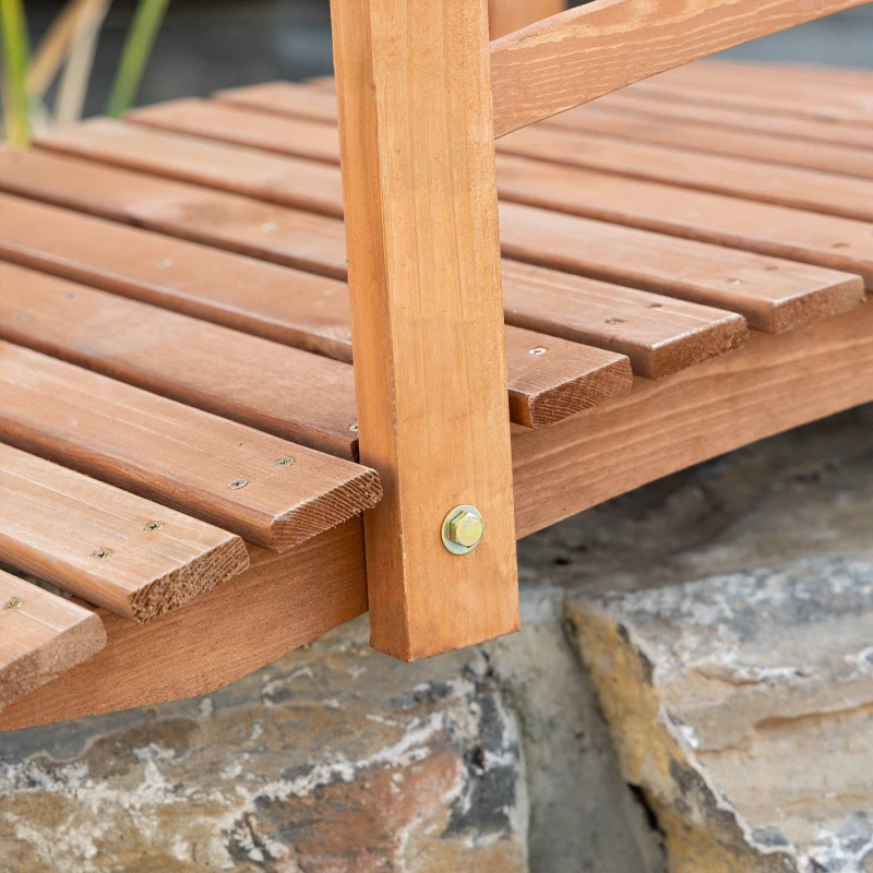 Outsunny most ogrodowy 1,85 m drewniany most przejście drewniana kładka most stawowy most ozdobny z balustradą do 200 kg lite drewno kolor pomarańczowy | Aosom