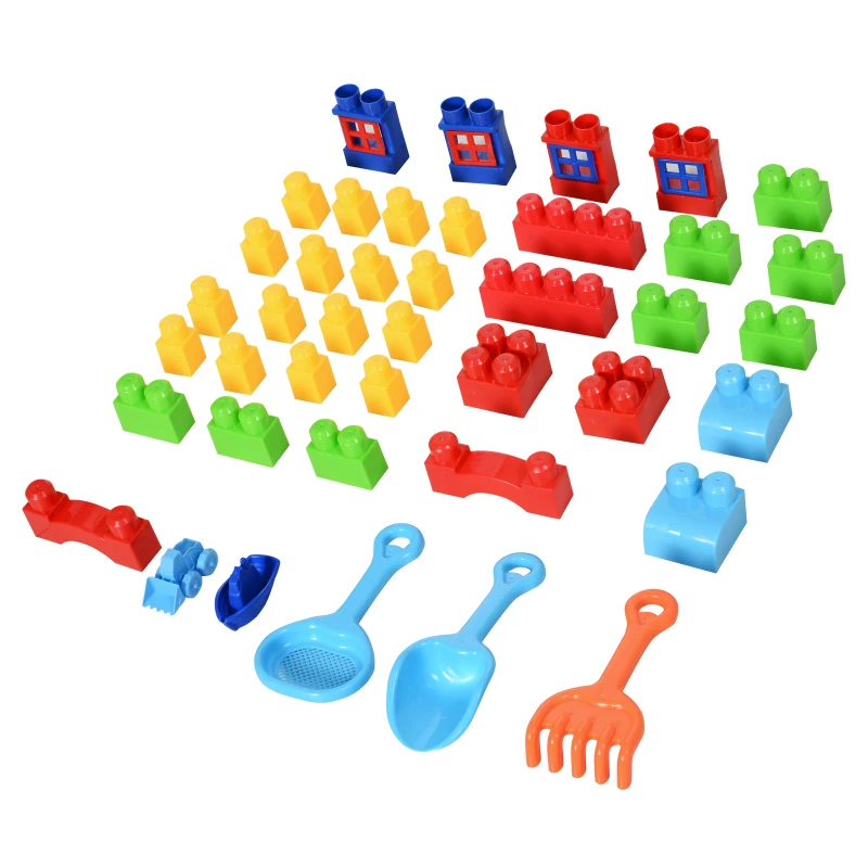 HOMCOM® Kinder Spieltisch Lernspielzeug Blocktisch 46 Stücke Baby Spielzeug ab 3 Jahren