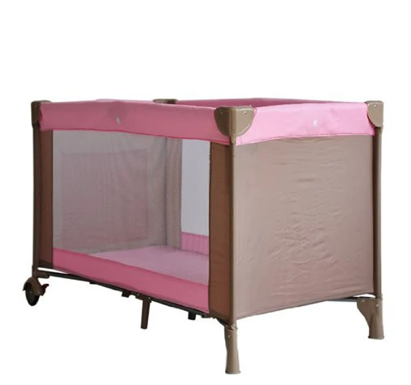 Baby Reisebett Babybett Kinderbett Babyreisebett klappbar rosa-kaffeebraun