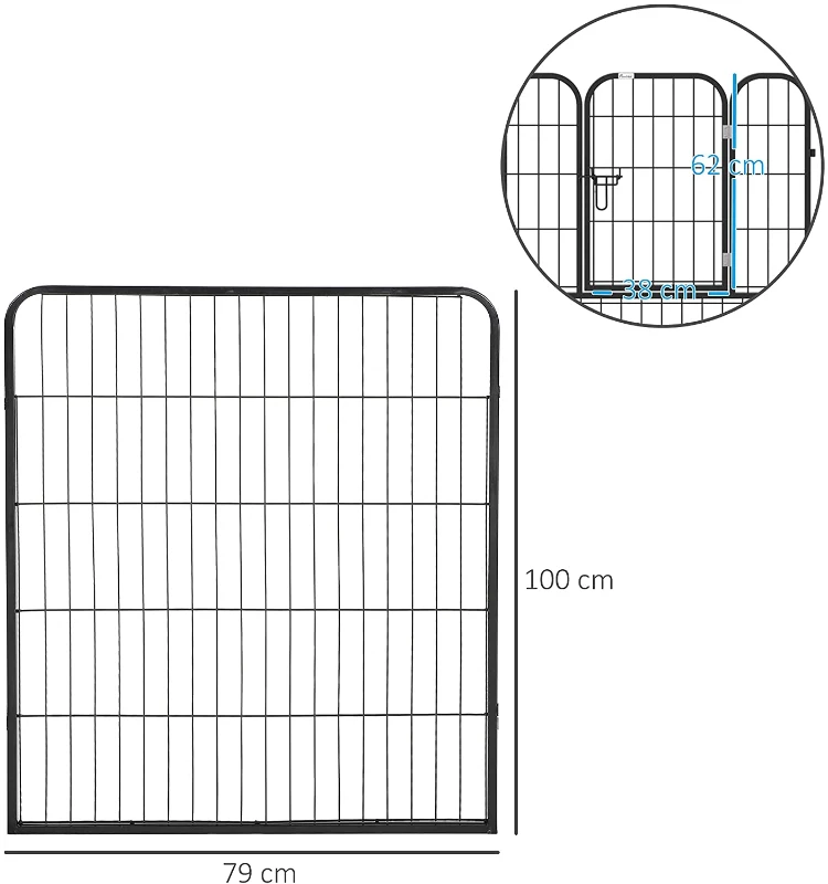 Pawhut Heavy Duty Dog Pen 8 Panel Pet Puppy Playpen Rabbit Hutch Run Indoor Outdoor Black, 80 x 100 (Large)