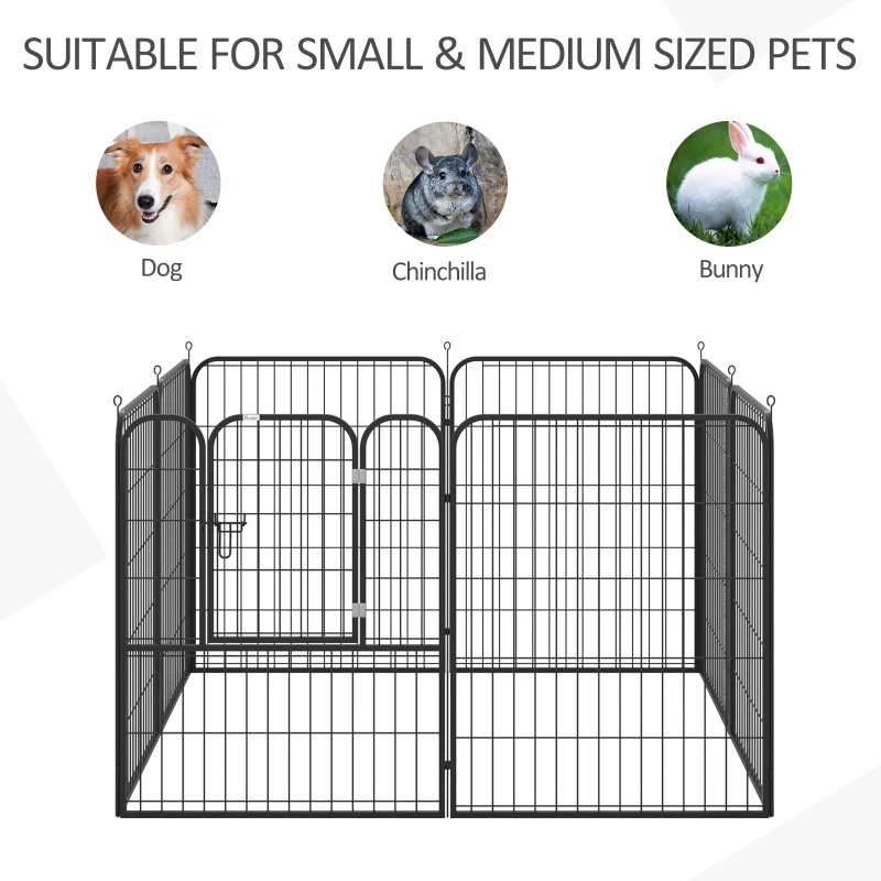 Pawhut Heavy Duty Dog Pen 8 Panel Pet Puppy Playpen Rabbit Hutch Run Indoor Outdoor Black, 80 x 100 (Large)