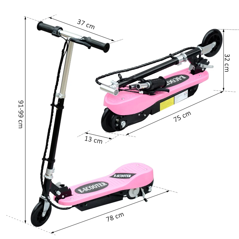 Homcom Trottinette électrique pliante pour enfants et adolescents +8 ans Rose