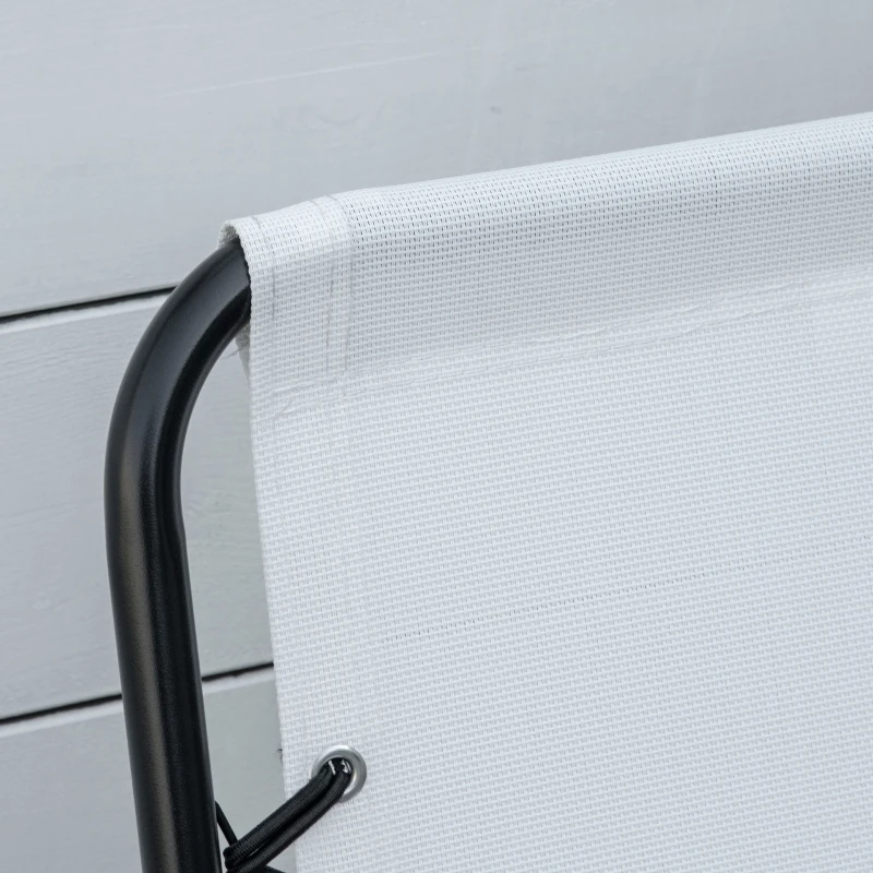 Outsunny 2 Pieces Patio Folding Chair Set, Outdoor Portable Loungers for Camping Pool Beach Deck, Lawn Chairs with Armrest Steel Frame, Cream White