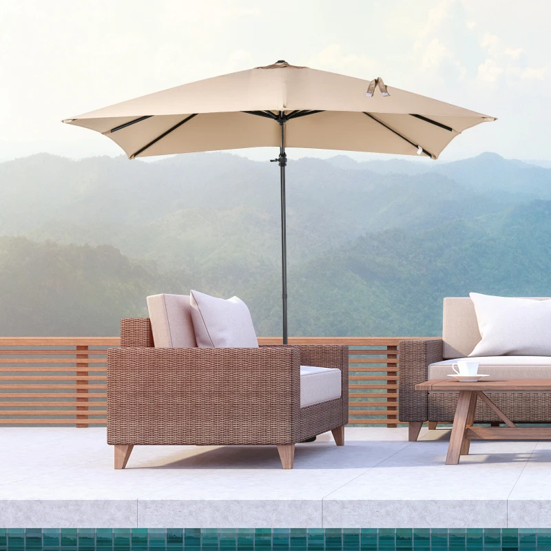 Outsunny Ombrellone da Giardino 268x268x250cm a Braccio Girevole a 360° e Inclinabile su 5 Livelli, Colore Khaki