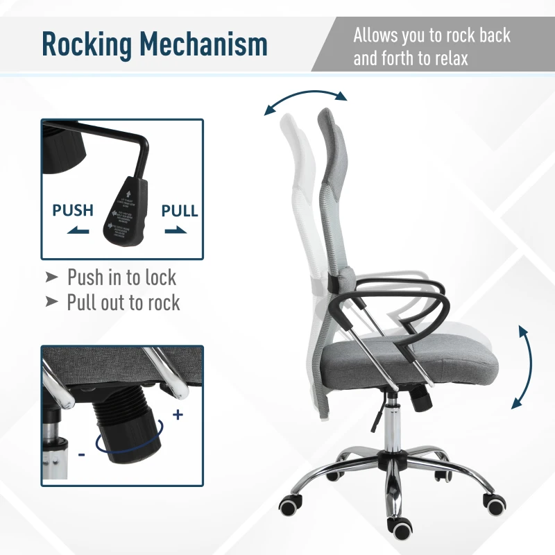 Vinsetto Ergonomic Office Chair High Back Mesh Grey