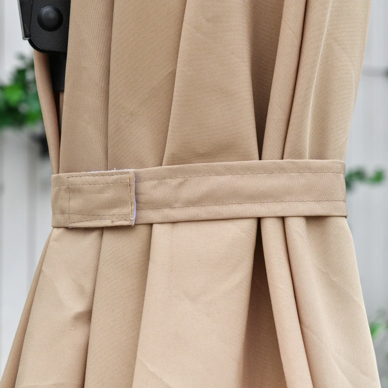 Outsunny Ombrellone da Giardino 268x268x250cm a Braccio Girevole a 360° e Inclinabile su 5 Livelli, Colore Khaki