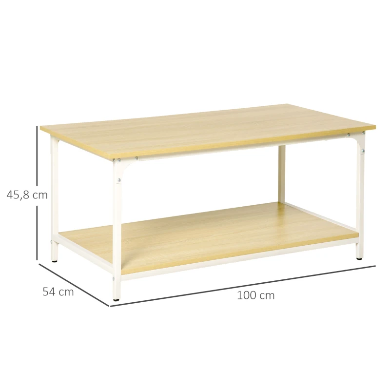 HOMCOM Table basse moderne 100x54x45,8 cm Naturel