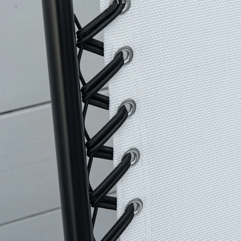 Outsunny 2 Pieces Patio Folding Chair Set, Outdoor Portable Loungers for Camping Pool Beach Deck, Lawn Chairs with Armrest Steel Frame, Cream White