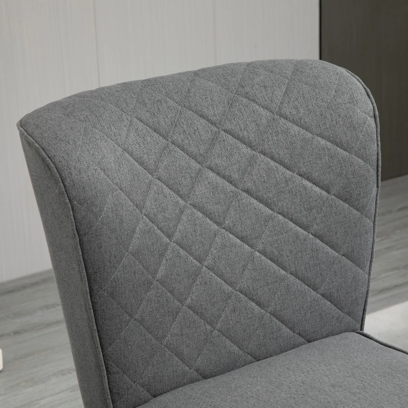 HOMCOM Poltrona Imbottita con Rivestimento Effetto Lino, Poltroncina da Camera, Soggiorno, Cucina in Legno, Grigio