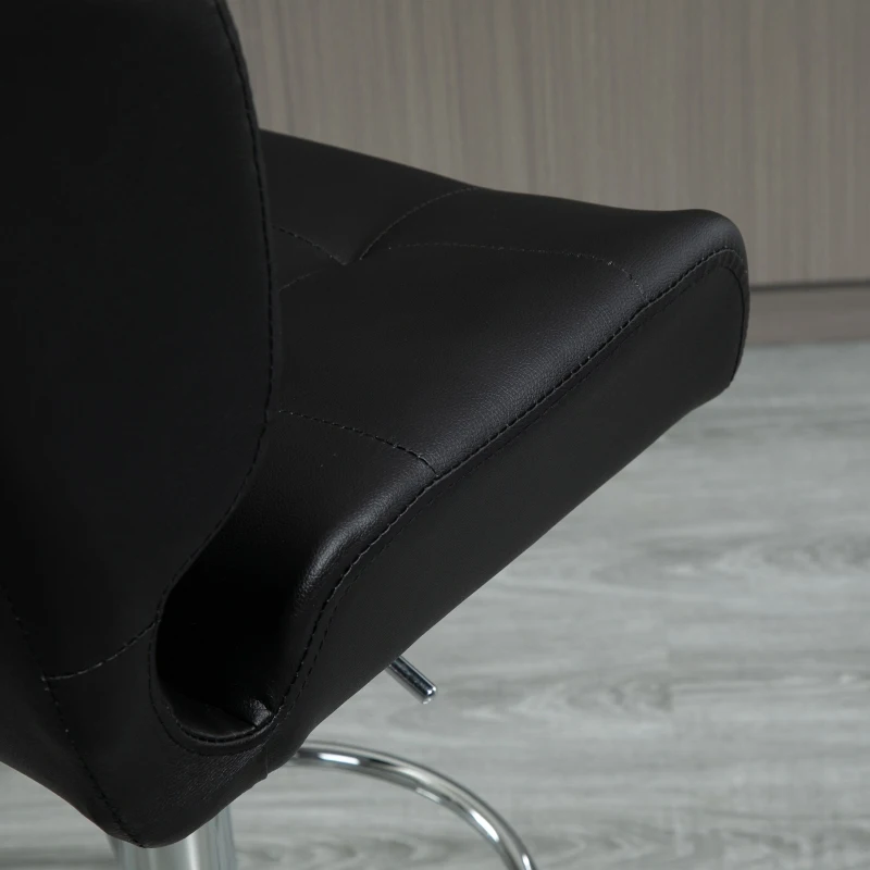 HOMCOM Set 2 Taburete Bar Pivotante cu Inaltime Reglabila din Imitatie de Piele Neagra(m-10)