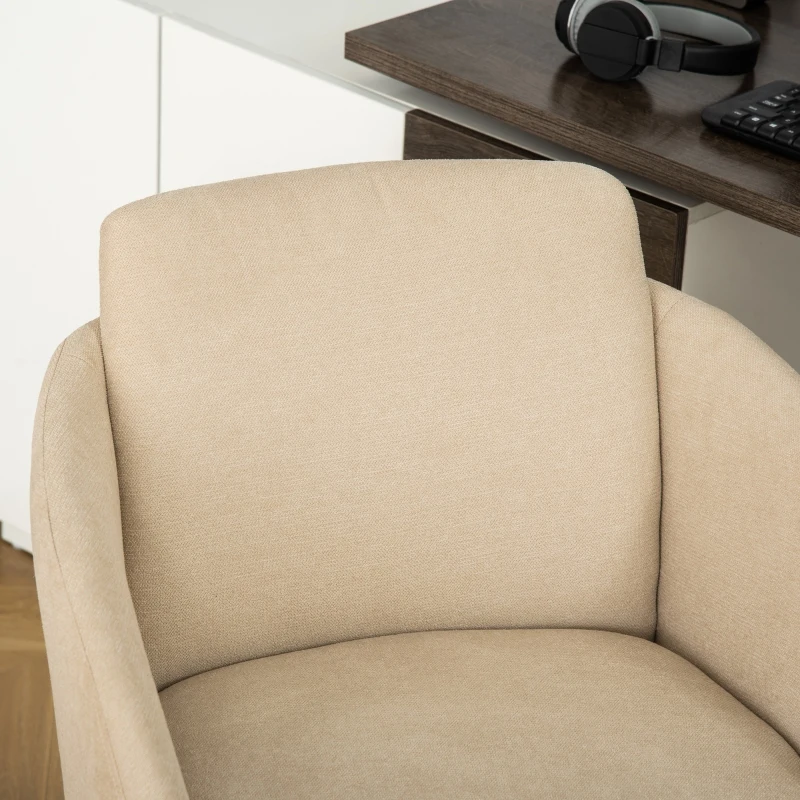 Vinsetto Bürostuhl mittelhoch Schreibtischstuhl Drehstuhl ergonomischer Computerstuhl höhenverstellbar Samt-Touch Metall Beige 64 x 63,5 x 90,8 cm