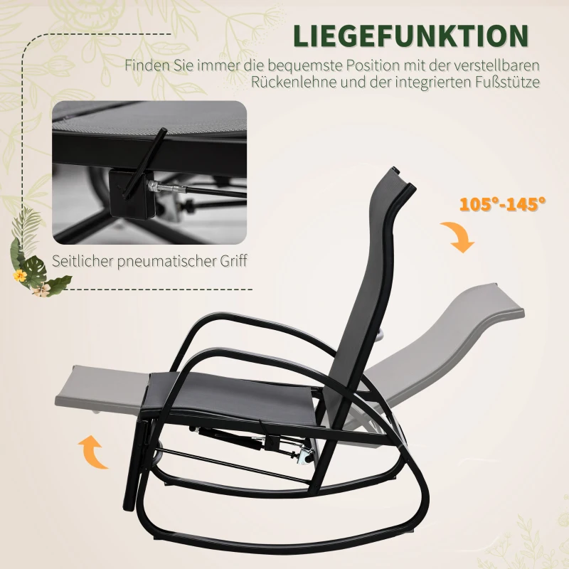 Outsunny krzesło bujane, ocynkowany metal, 90 cm x 64 cm x 96,5 cm