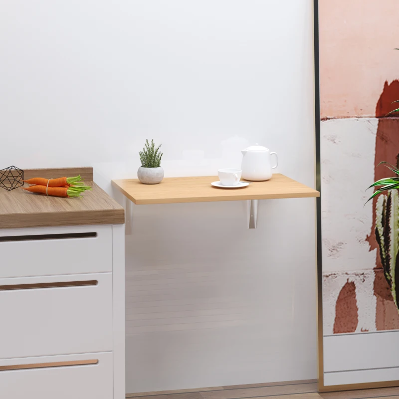 Homcom Masuta Perete Rabatabila – MDF & Metal, Ideala pentru Spatii Mici