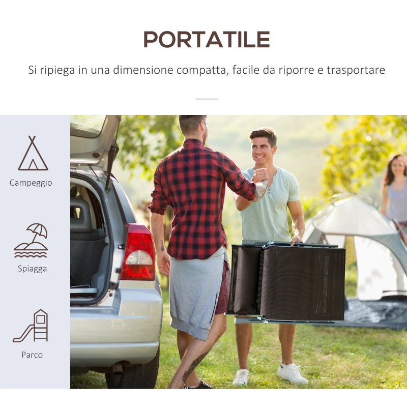 Outsunny Sdraio da Giardino Pieghevole con Cuscino, Schienale con 7 Reclinazioni, 137x63.5x100.5cm, Marrone
