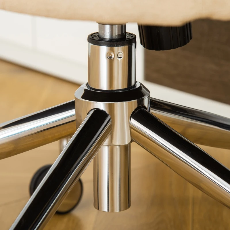 Vinsetto Bürostuhl mittelhoch Schreibtischstuhl Drehstuhl ergonomischer Computerstuhl höhenverstellbar Samt-Touch Metall Beige 64 x 63,5 x 90,8 cm