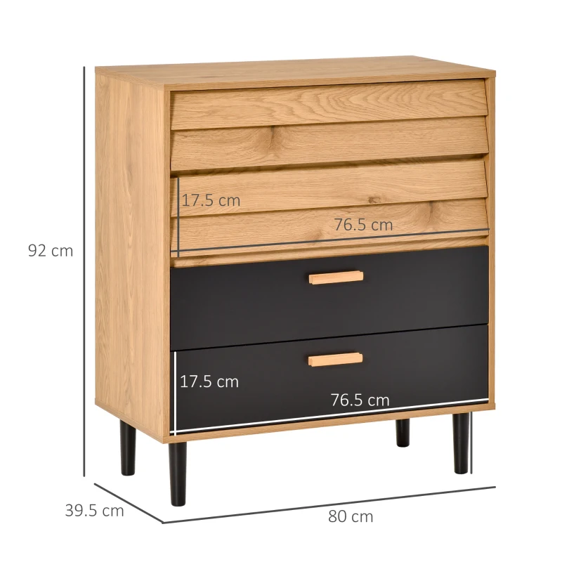 HOMCOM Cassettiera in Stile Industriale - Legno