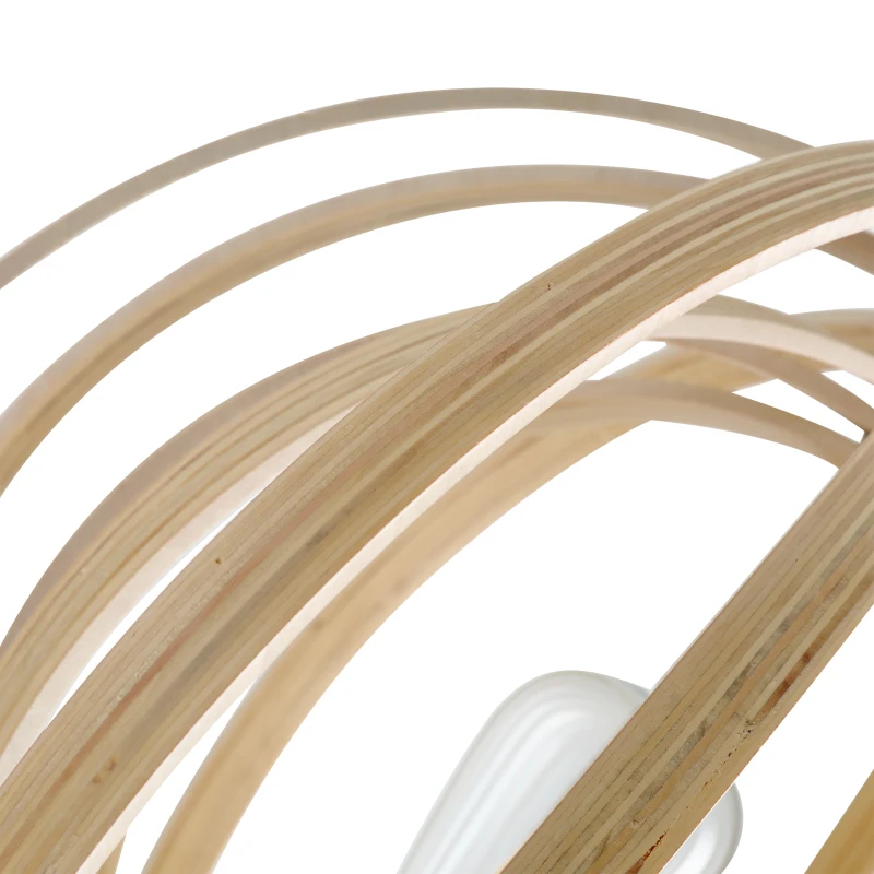 HOMCOM Lampa de Podea Design cu Abajur cu Inele Reglabile din Lemn Becuri E27 Ф38 x 160 cm