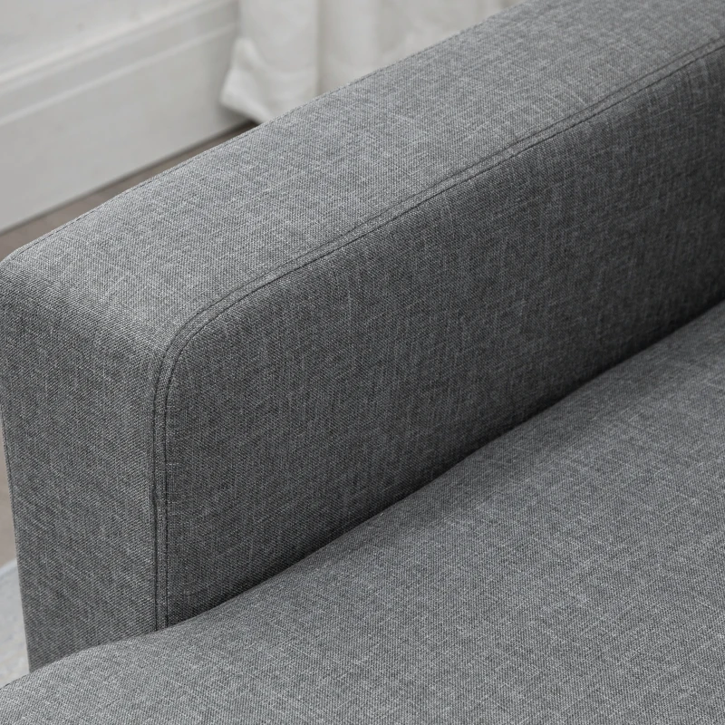 HOMCOM Canapea cu 3 Locuri și Spațiu de Depozitare, Canapea din Material Textil și Perne cu Huse Detașabile, 211.5x146x85 cm, Gri