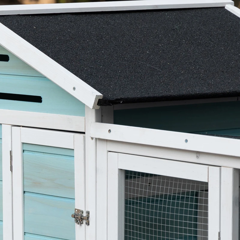 PawHut Hühnerstall Hühnerhaus mit Nistkasten Rampe winterfest Hühnervoliere 2 Ebenen Gehege leicht zu reinigen Tannenholz Stahl Asphalt Blau 193 x 78 x 115 cm