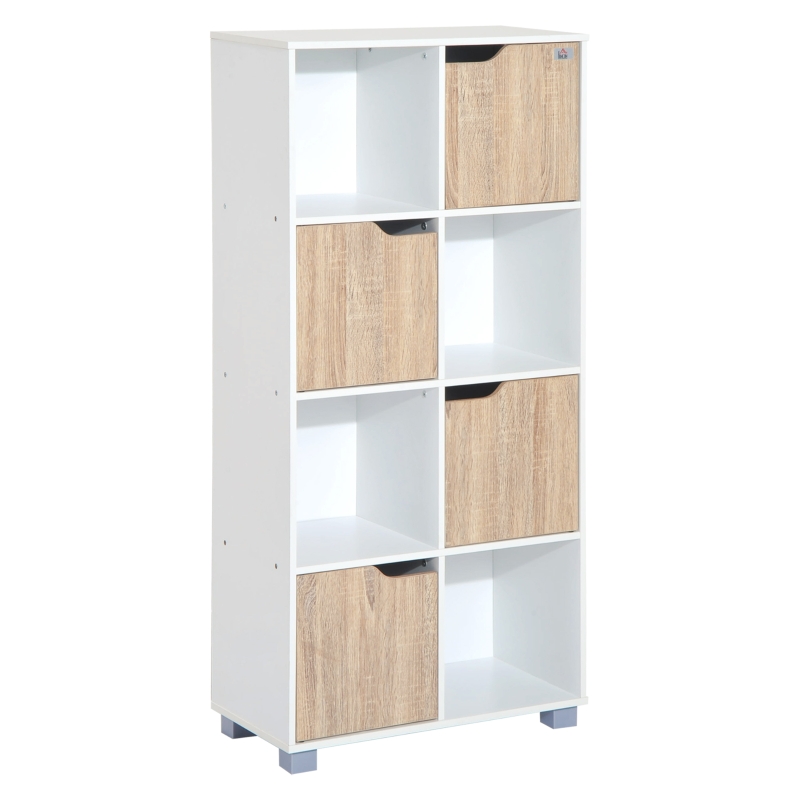 HomCom Libreria di Design a 8 Scompartimenti in Legno Bianco, 60x30x122cm