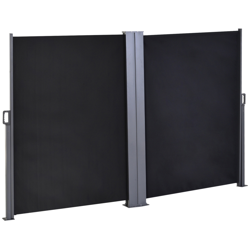 Outsunny Toldo Lateral Retráctil 600x160 cm Pantalla de Privacidad Extensible con Ángulo Ajustable y Protección UV 50+ para Jardín Balcón Terraza Gris Oscuro