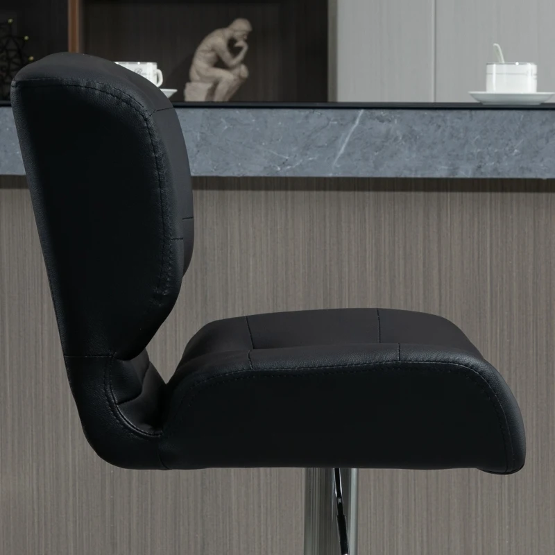 HOMCOM Set 2 Taburete Bar Pivotante cu Inaltime Reglabila din Imitatie de Piele Neagra(m-8)
