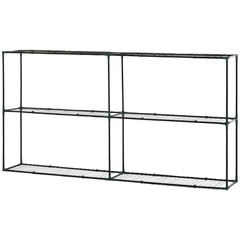 Outsunny 3 Tier Metal Plant Stand, Greenhouse Staging Shelving Flower Pot Shelf, Flower Display Storage Rack for Outdoor Indoor Garden Balcony Garage, 222 x 30 x 114cm