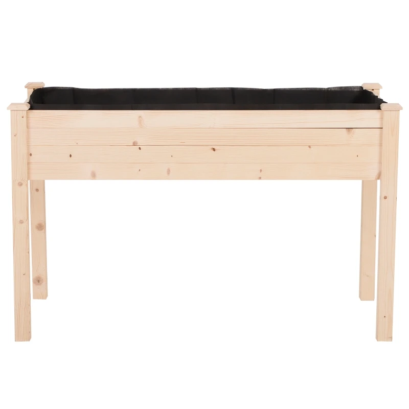 Outsunny Garden Wooden Planters， Non-Woven Fabric, Rectangular Raised Bed,Fir Wood，Indoor/Outdoor, 122.5Lx56.5Wx76H cm
