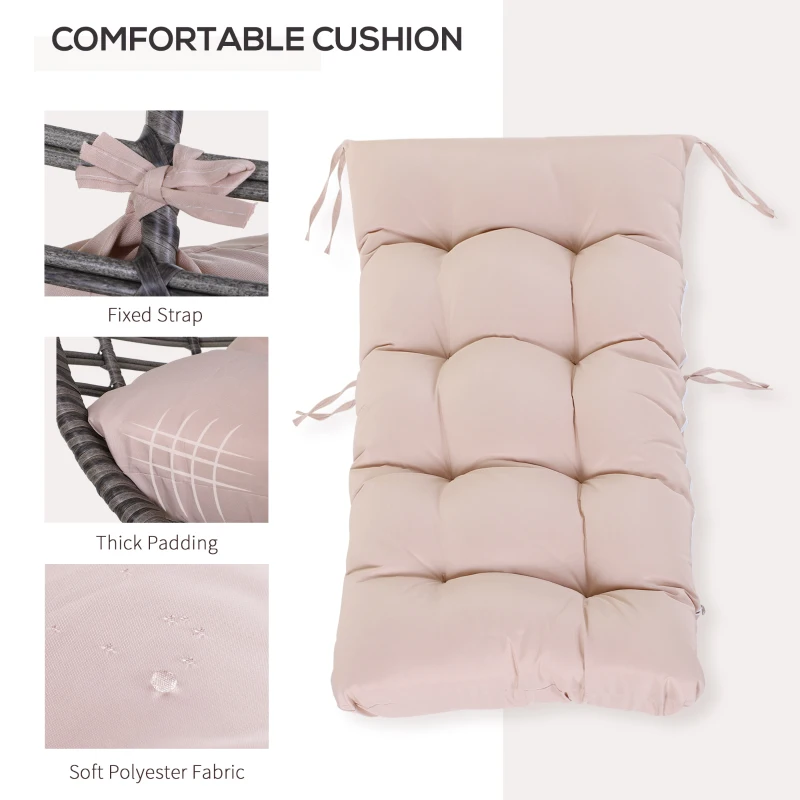 Outsunny Outdoor Indoor Wicker Teardrop Chair with Cushion Rattan Lounger