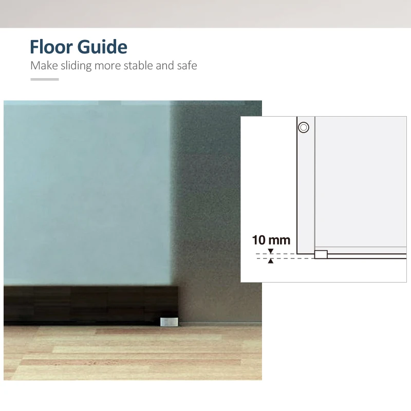HOMCOM 77.5cm Modern Sliding Door Include Hardware Track System Kit, Frosted Stripe Glass Door, Round Handle