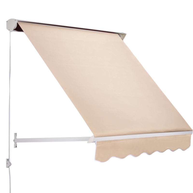 Outsunny Tenda da Sole Avvolgibile a Parete a Caduta, Beige, 180x70cm