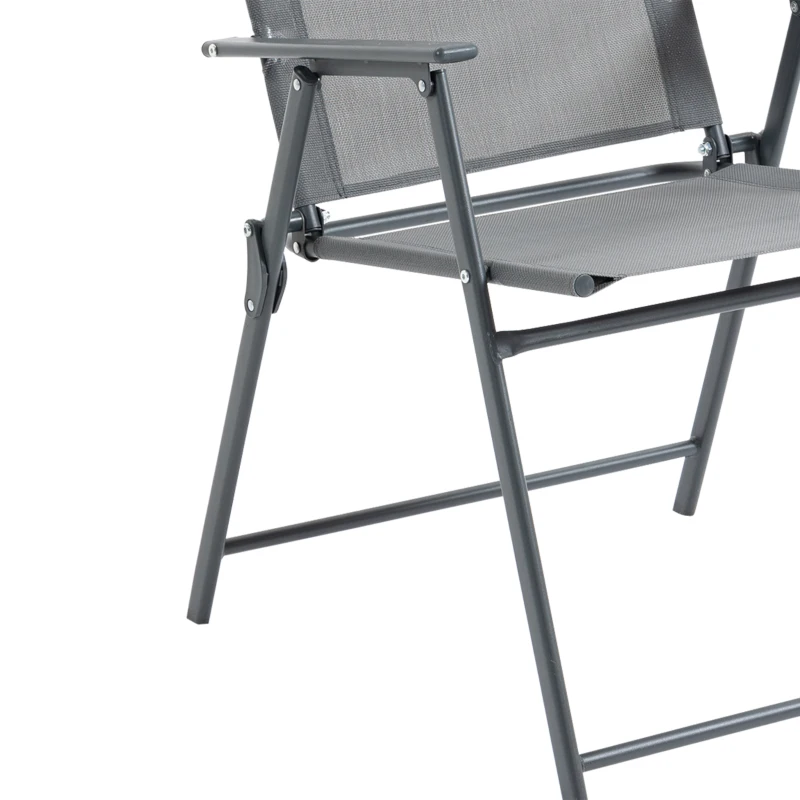 Outsunny Set Tavolo con 4 Sedie da Giardino Pieghevoli e Foro per Ombrellone, Nero