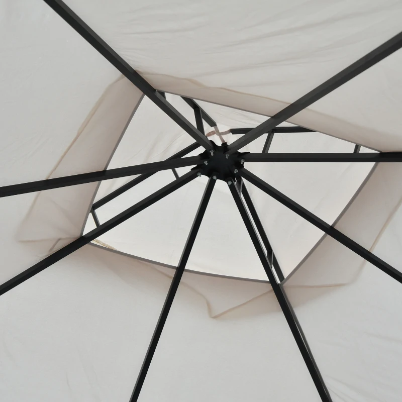 Outsunny 3 x 3 Meters Gazebo Outdoor Patio Party Tent Shelter Garden Canopy Double Tier Sun Shade Steel Frame Beige