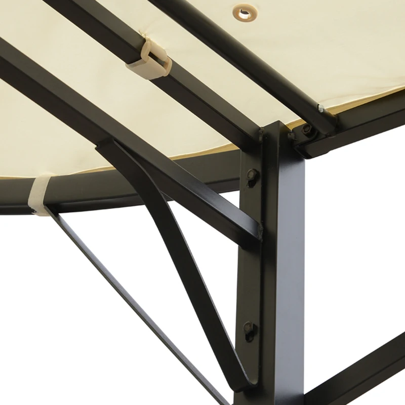 Outsunny 3 x 2.5m Garden Metal Pergola Flat Extended Roof w/Kits Outdoor Steel Frame Cream White