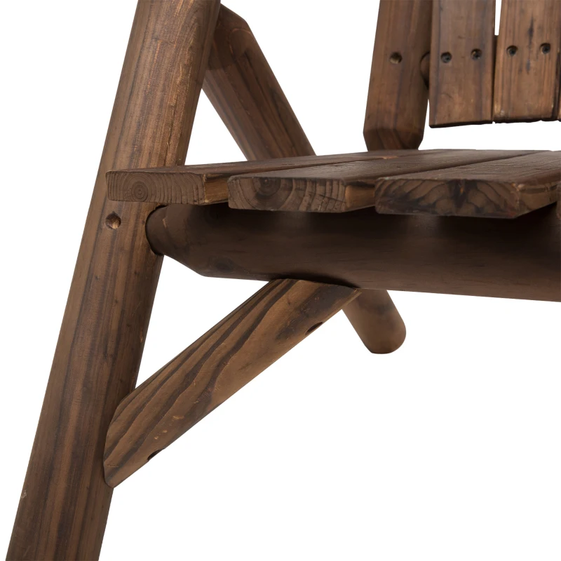 Outsunny Wood Adirondack Bench Loveseat Chair awith Center Table Perfect for Lounging and Relaxing Outdoors