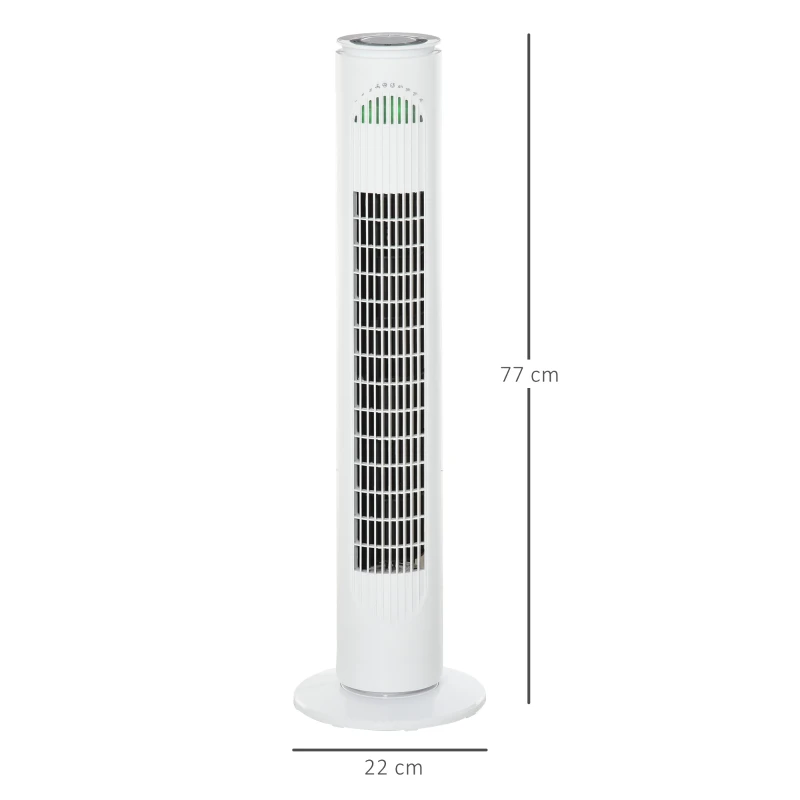 HOMCOM 30'' Freestanding Tower Fan, 3 Speed 3 Mode, 10h Timer, 70 Degree Oscillation, LED Light, 5M Remote Controller, White