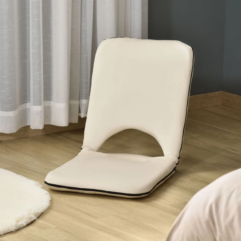 HOMCOM Adjustable Floor Chair with Adjustable Backrest Folding Chair Bed, Lazy Sofa Bed for Gaming and Reading, Beige