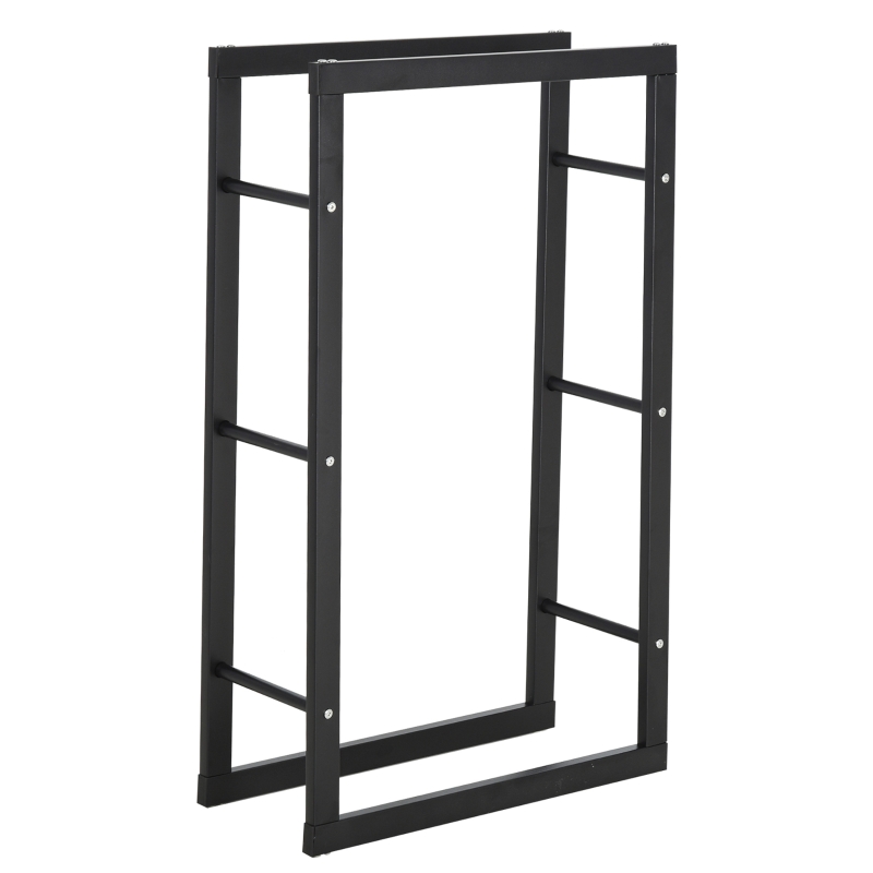 Homcom Etagère Porte Bois de Cheminée Noir 60 x 25 x 100 cm