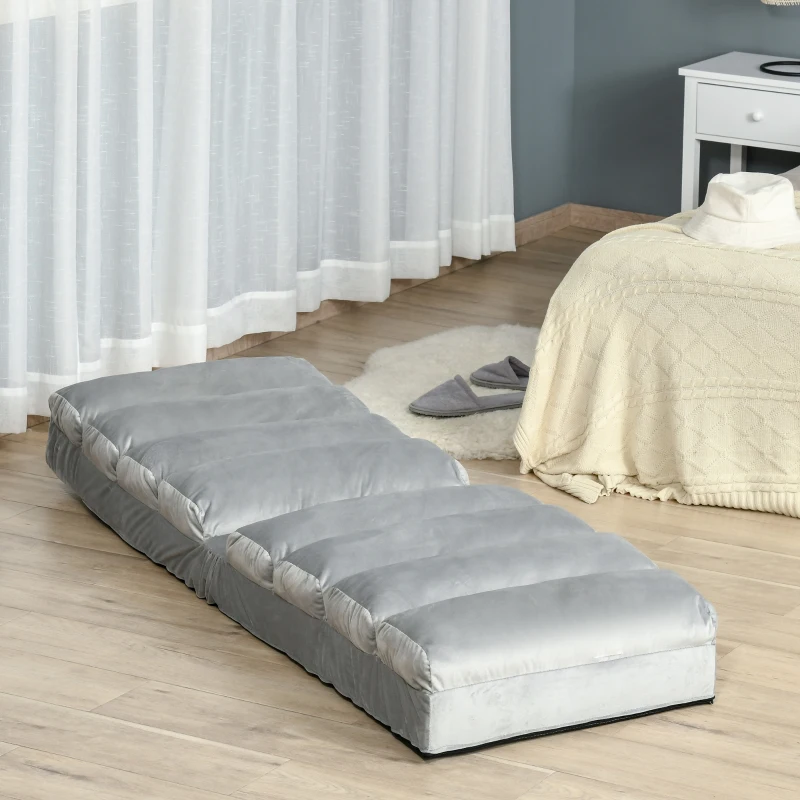 HOMCOM Floor Sofa Bed Folding Adjustable Floor Lounger Sleeper Futon Mattress Seat Chair, Light Grey