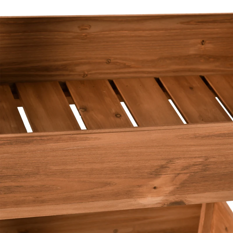 Outsunny Four-Tier Basket Wooden Plant Stand - Orange