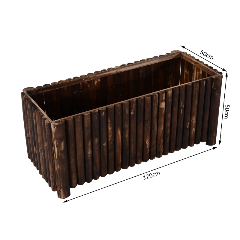 Outsunny Raised Flower Bed Wooden Rectangular Planter Container Box Herb Pot 120L x 50W x 50H (cm)