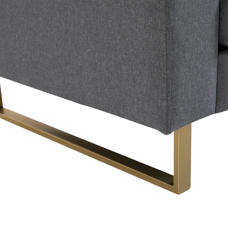 HOMCOM Modern Double 2 Seat Sofa Compact Loveseat Couch Padded Linen Upholstery Steel Leg Grey