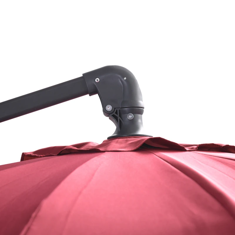 Outsunny Parasol déporté rond inclinable rotatif 360° manivelle piètement acier mât alu. dim. Ø 3 x 2,4H m polyester haute densité bordeaux