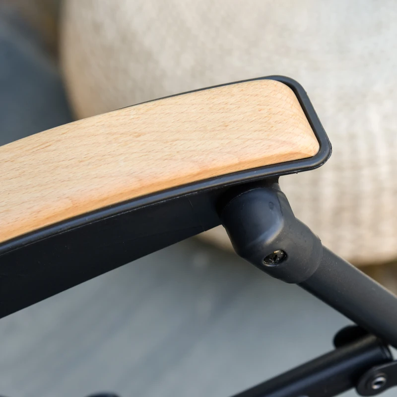 Outsunny Chaise Longue Pliable zéro gravité Dossier réglable Tablette tétière métal époxy Polyester Coton Gris Noir